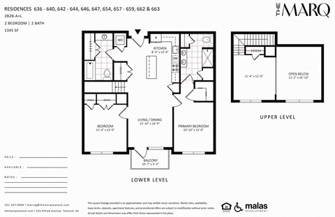 A floor plan for a residence with two bedrooms and a bath is shown.